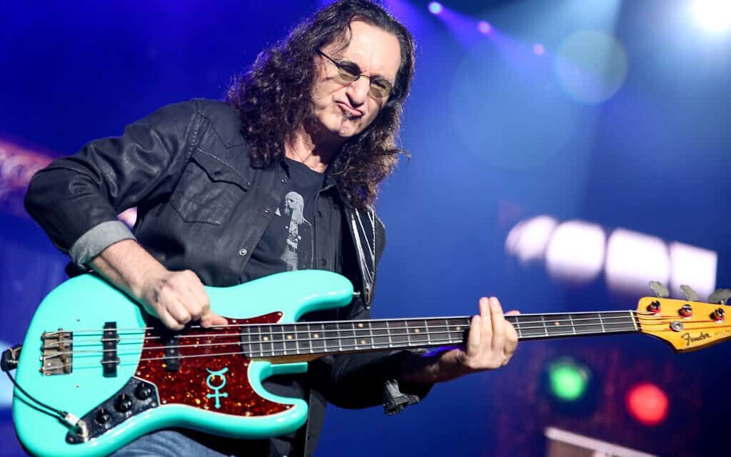 Geddy Lee of Rush performs during the final show of the R40 Tour at The Forum on Saturday, August 1, 2015, in Los Angeles. (Photo by Rich Fury/Invision/AP)